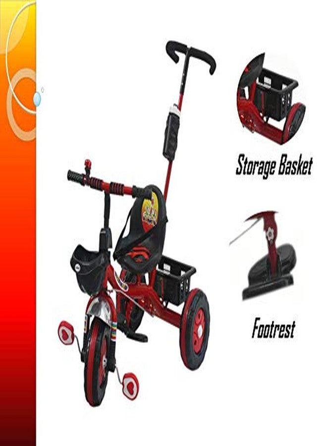 Amardeep Baby 2 in 1 Tricycle 1.5 Years- 5 Years Red with Pushbar and Footrest - Image 5